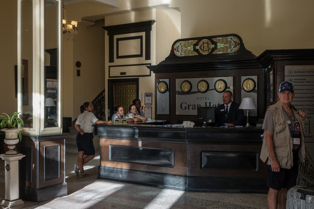 Lobby of the Gran Hotel with Bill.<br />Nov. 3, 2016 - Camag�ey, Cuba.