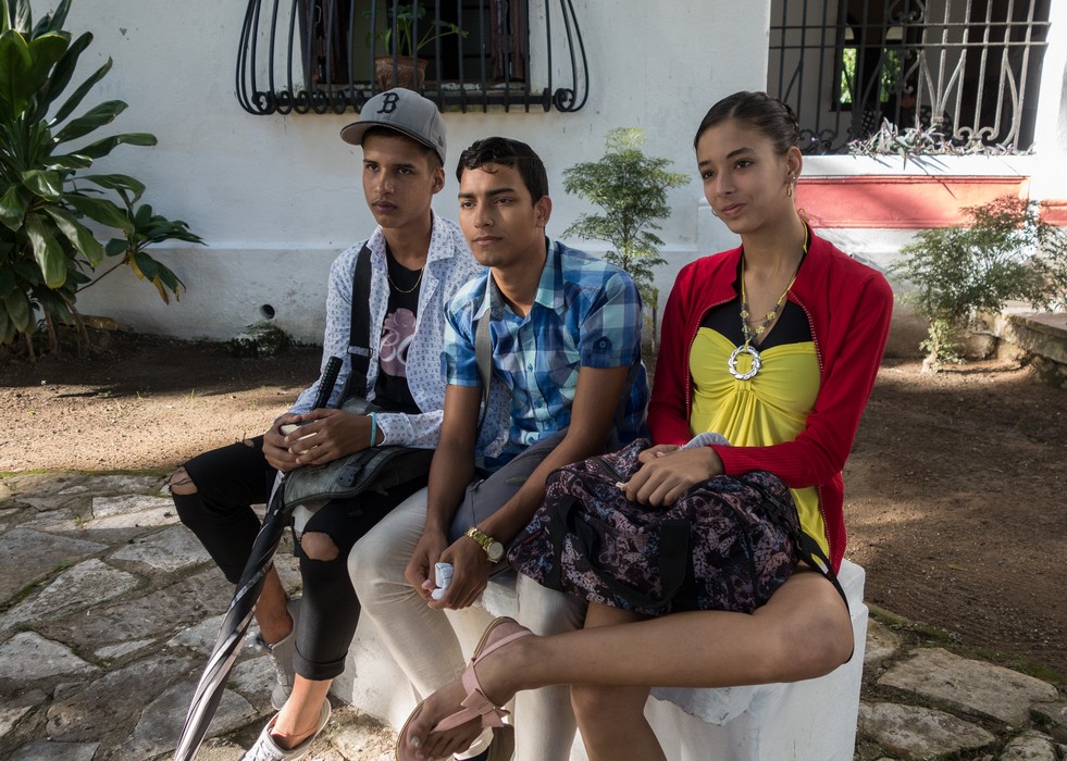 Three young Cubans.<br />Nov. 3, 2016 - Camag�ey, Cuba.
