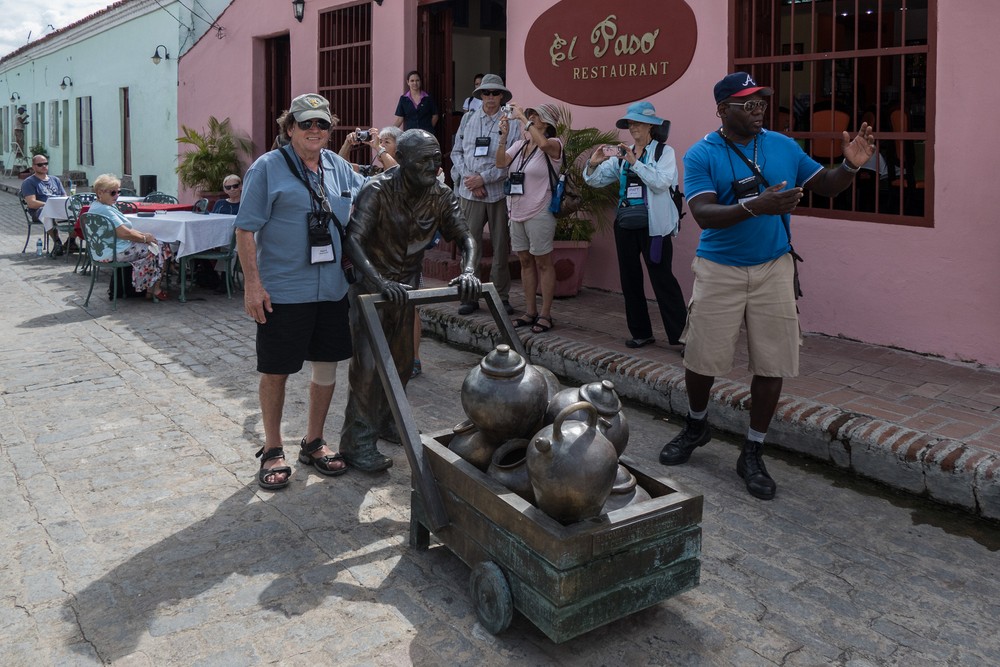 Paul behind one of the sculptures of Martha Jimenez.<br />Nov. 3, 2016 - Camag�ey, Cuba.