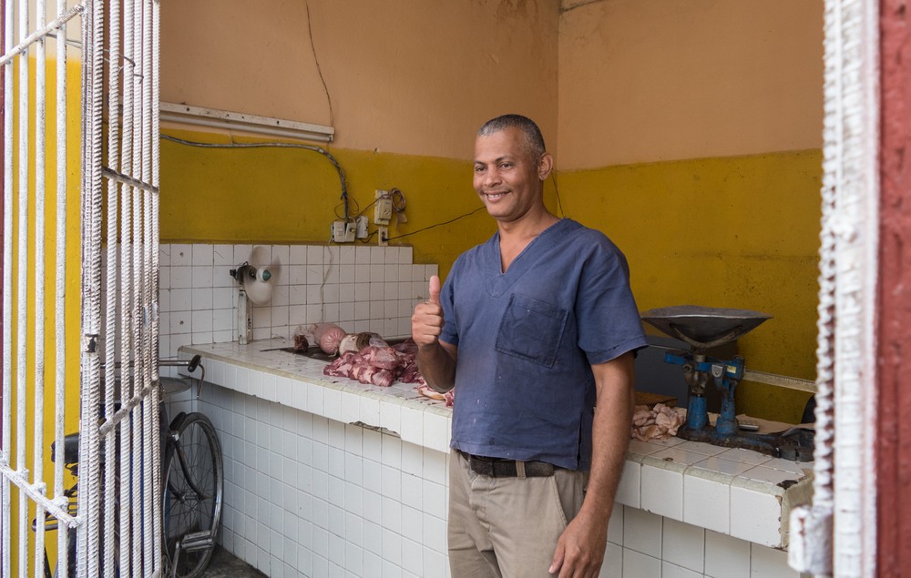 A butcher.<br />Nov. 3, 2016 - Camag�ey, Cuba.