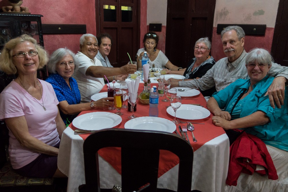 Joy, Joyce, Eddie, Paul, Irma, Norma, Bob, and Janet.<br />At the Meson del Principe paladar for dinner.<br />Nov. 3, 2016 - Camag�ey, Cuba.