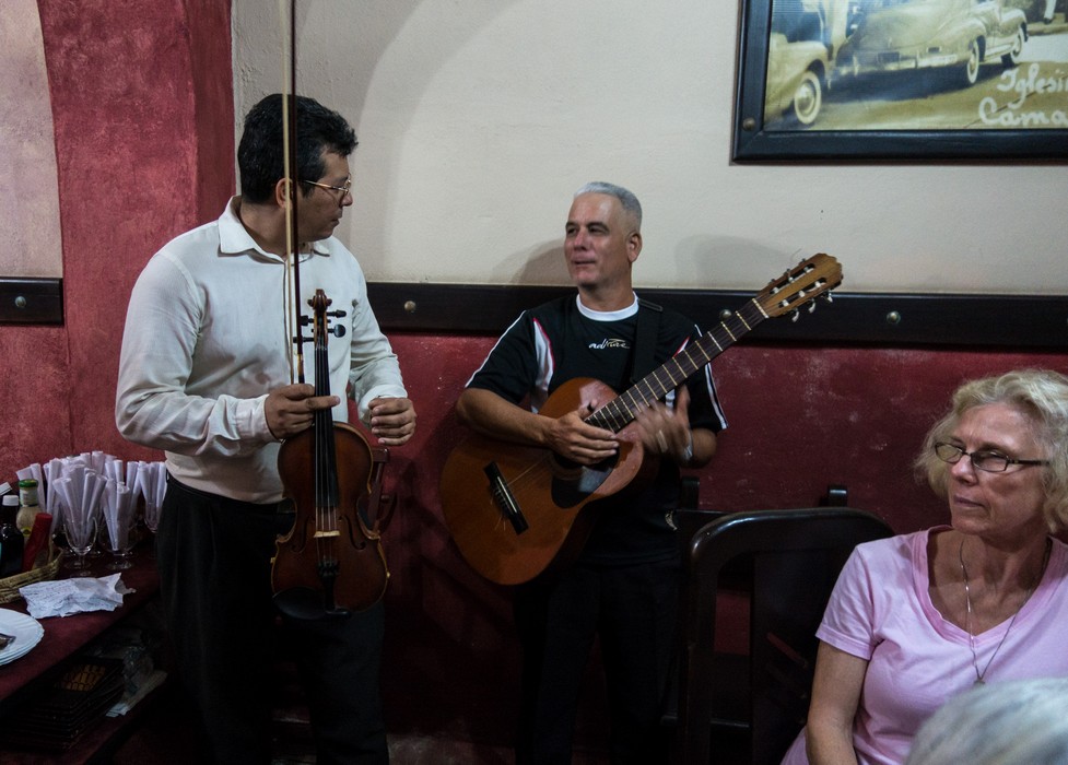 Our entertainers and Joy.<br />At the Meson del Principe paladar for dinner.<br />Nov. 3, 2016 - Camag�ey, Cuba.