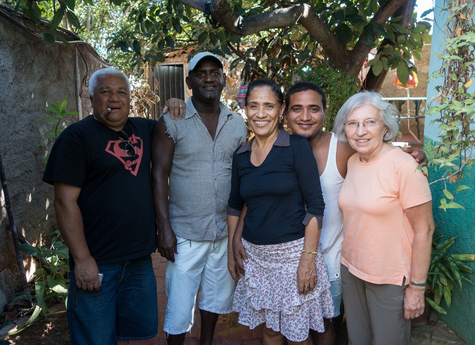 Eddie, Alejandro (brother), Ileana (owner), Alejandro (son), and Joyce.<br />At our casa particular, the Hostal La Palmita, with two rooms with private baths.<br />Nov. 5, 2016 - Trinidad, Cuba.