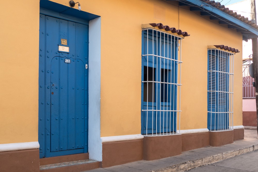 Door and window detail.<br />On walk between Plaza Carrillo and Plaza Mayor.<br />Nov. 5, 2016 - Trinidad, Cuba.