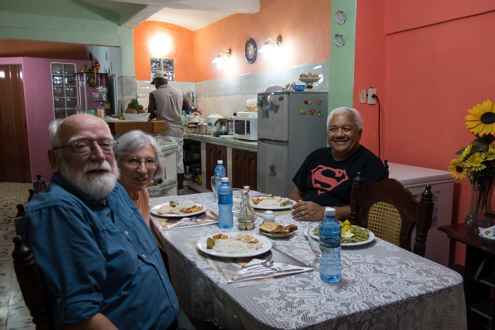 Egils, Joyce, and Eddie at our casa particular with Alejandro doing the cooking.<br />Nov. 5, 2016 - Trinidad, Cuba.