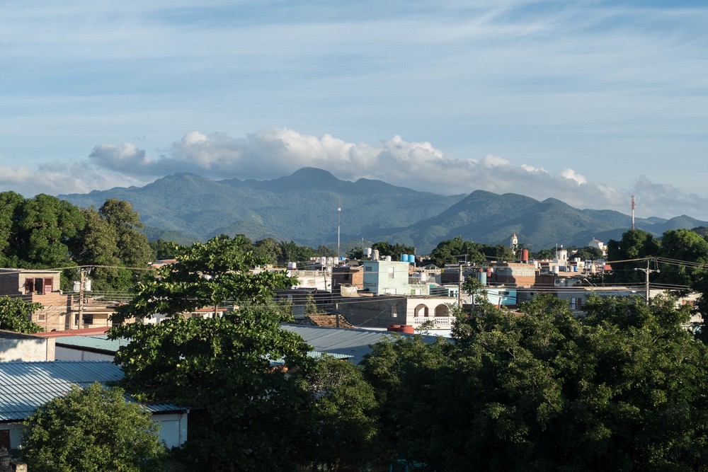 The Guamuhaya Range in the distance<br />as seen from atop the casa particular where Osmar and our bus driver Juan stayed.<br />Nov. 6, 2016 - Trinidad, Cuba.