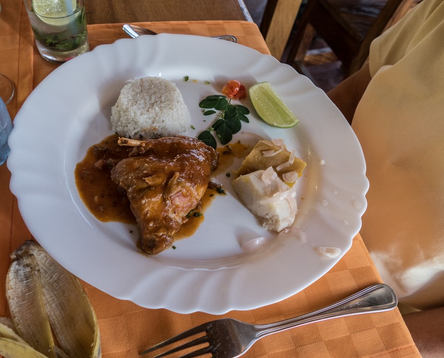 Joyce's plate, chicken.<br />Lunch at Villa Lagarto.<br />Nov. 6, 2016 - Punta Gorda, Cienfuegos, Cuba.