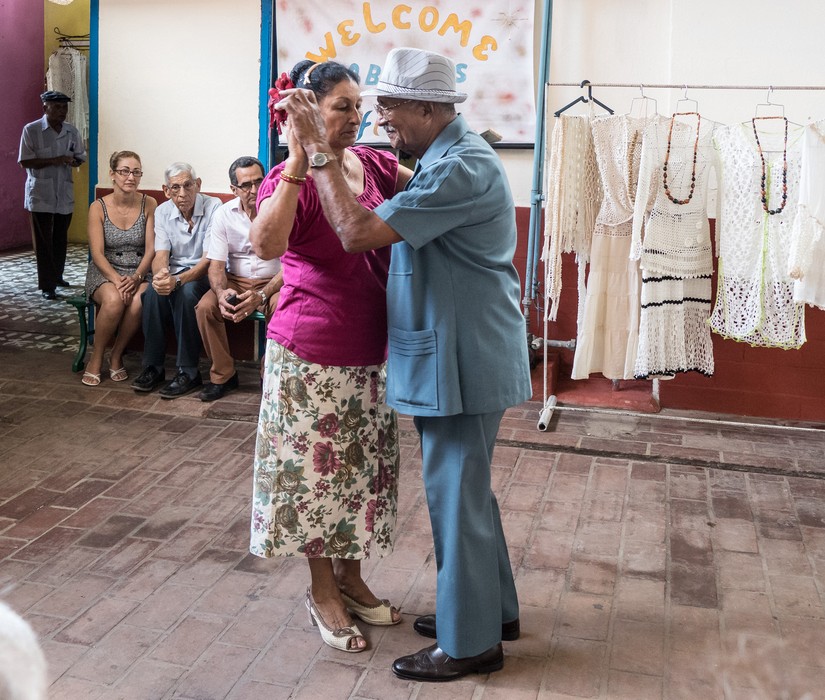 A couple of abuelos showing us their dance.<br />Nov. 7, 2016 - At the Sabore Arte paladar, Santa Clara, Cuba