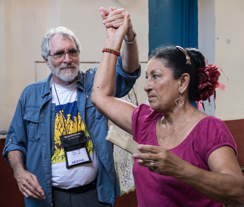 DJ and an abuela dancing.<br />Nov. 7, 2016 - At the Sabore Arte paladar, Santa Clara, Cuba