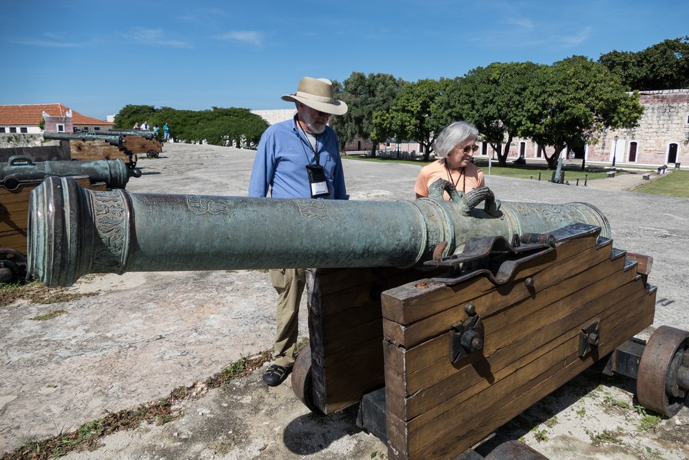 DJ and Joyce admiring an old cannon.<br />Fortaleza de San Carlos de la Caba�a.<br />Nov. 9, 2016 -  East Havana, Cuba
