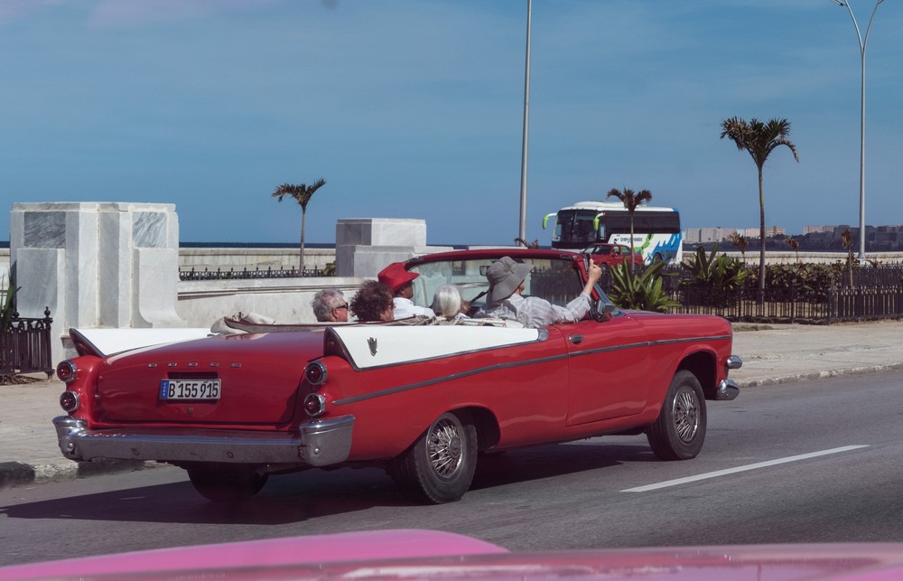 Norma, Paul, Janet, and Bob in a '57 Dodge.<br />Our ride in American vintage cars.<br />Nov. 10, 2016 - Havana, Cuba.