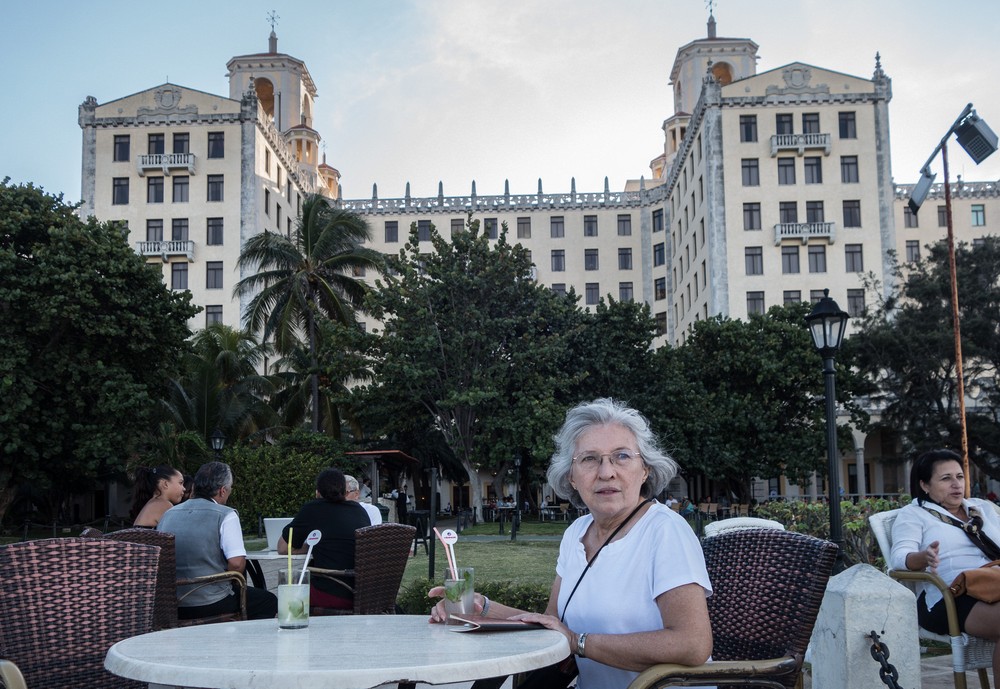 Joyce having a mojito at the hotel.<br />Nov. 10, 2016 - Hotel Nacional, Havana, Cuba.