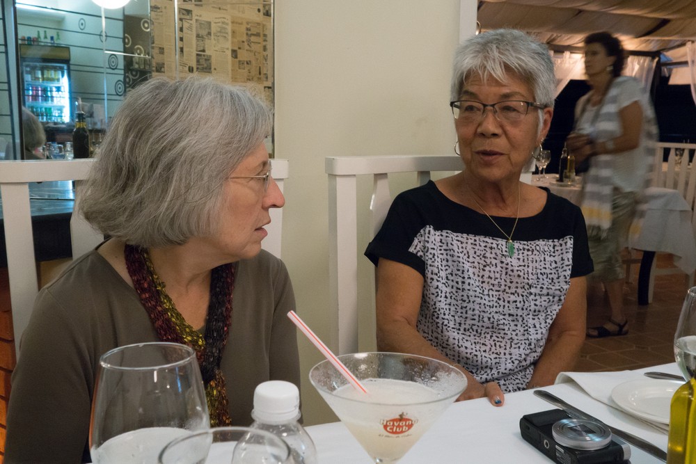 Joyce and Ellen at dinner at the Cafe Laurent Restaurant.<br />Nov. 10, 2016 - Havana, Cuba.