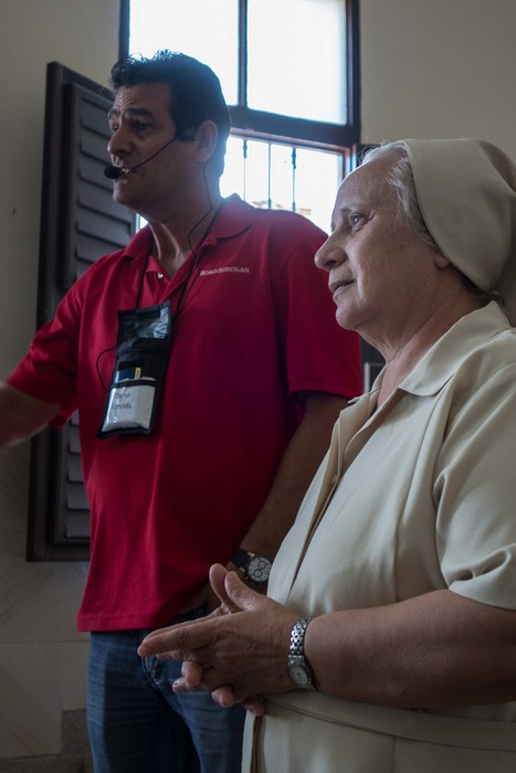 Osmar and Sister Sol Dolores at the Saint Lazarus Hospital for leprosy.<br />Nov. 11, 2016 - El Rincon, Havana, Cuba.