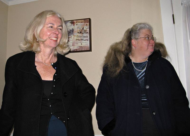 Dec. 5, 2008 - Palmer's Restaurant, Andover, Massachusetts.<br />Leslie's surprise 50th birthday party.<br />Karen and Barbara.