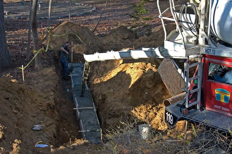 April 17, 2008 - Merrimac, Massachusetts.<br />Pouring the foundation footings.