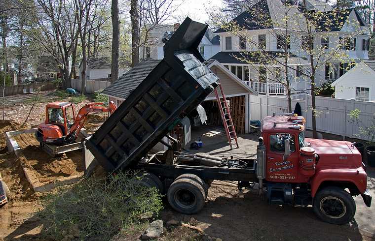April 25, 2008 - Merrimac, Massachusetts.<br />Sand for the base of the addition floor.