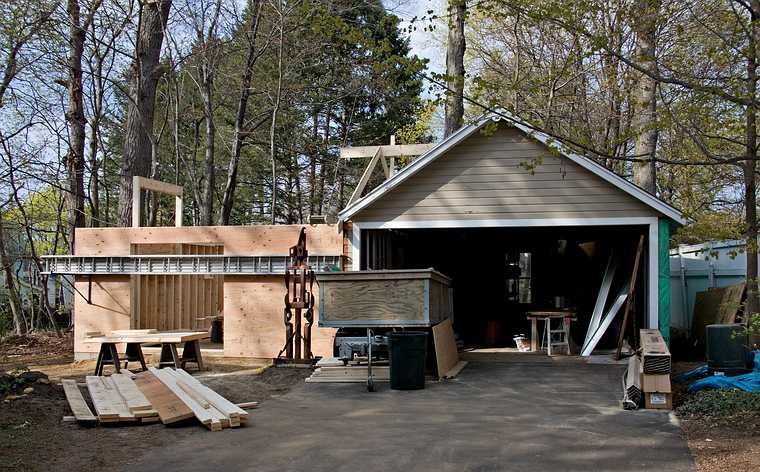 May 1, 2008 - Merrimac, Massachusetts.<br />Progress on the studio as seen from the driveway.