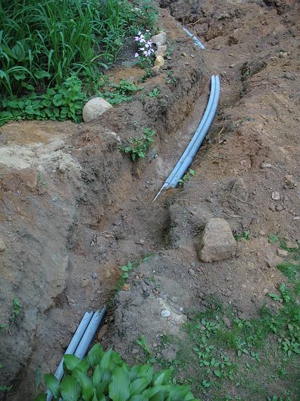 June 13, 2008 - Merrimac, Massachusetts.<br />Joyce's studio construction continues.<br />Electricity and telephone wire conduits.