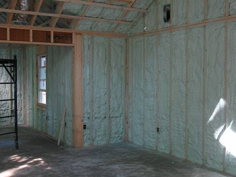 June 13, 2008 - Merrimac, Massachusetts.<br />Joyce's studio construction continues.<br />Sprayed foam insulation.