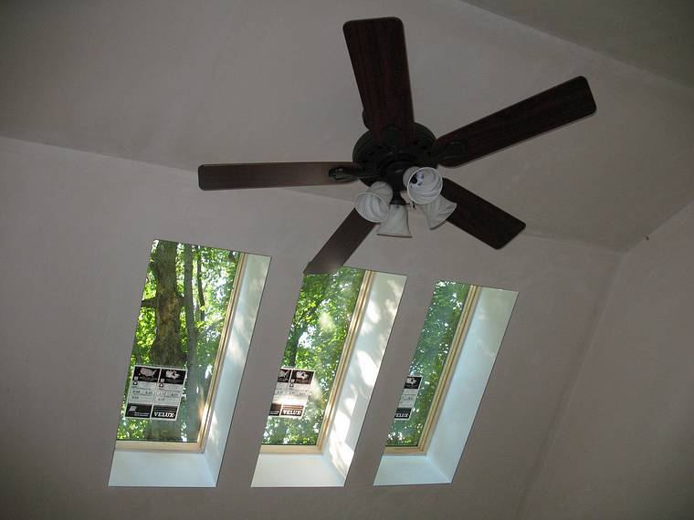 June 30, 2008 - Merrimac, Massachusetts.<br />Joyce's studio nearing completion.<br />The ceiling fans are in (sans bulbs).