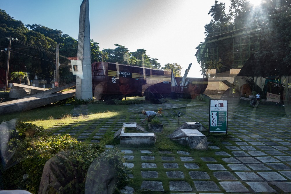 Riding by the site of the Armored Train Derailment, now a museum.<br />Nov. 8, 2016 - Santa Clara, Cuba.