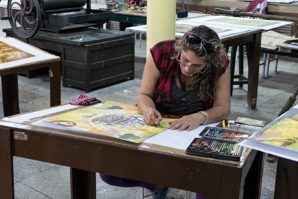 At the Experimental Graphic Workshhop.<br />Nov. 8, 2016 - Havana, Cuba.